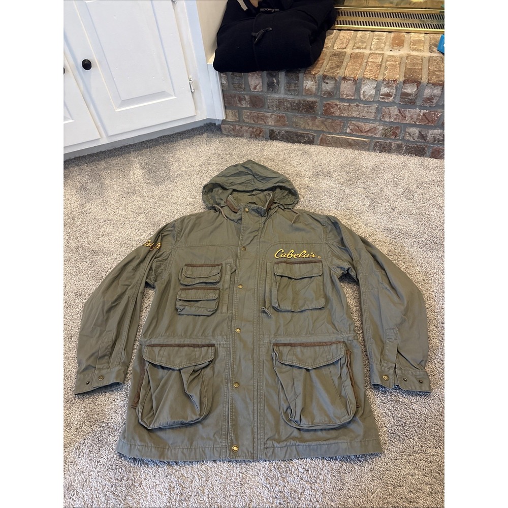 Vintage Cabela's Jacket Mens XL Cotton Canvas Hooded Chore Barn Coat Pockets